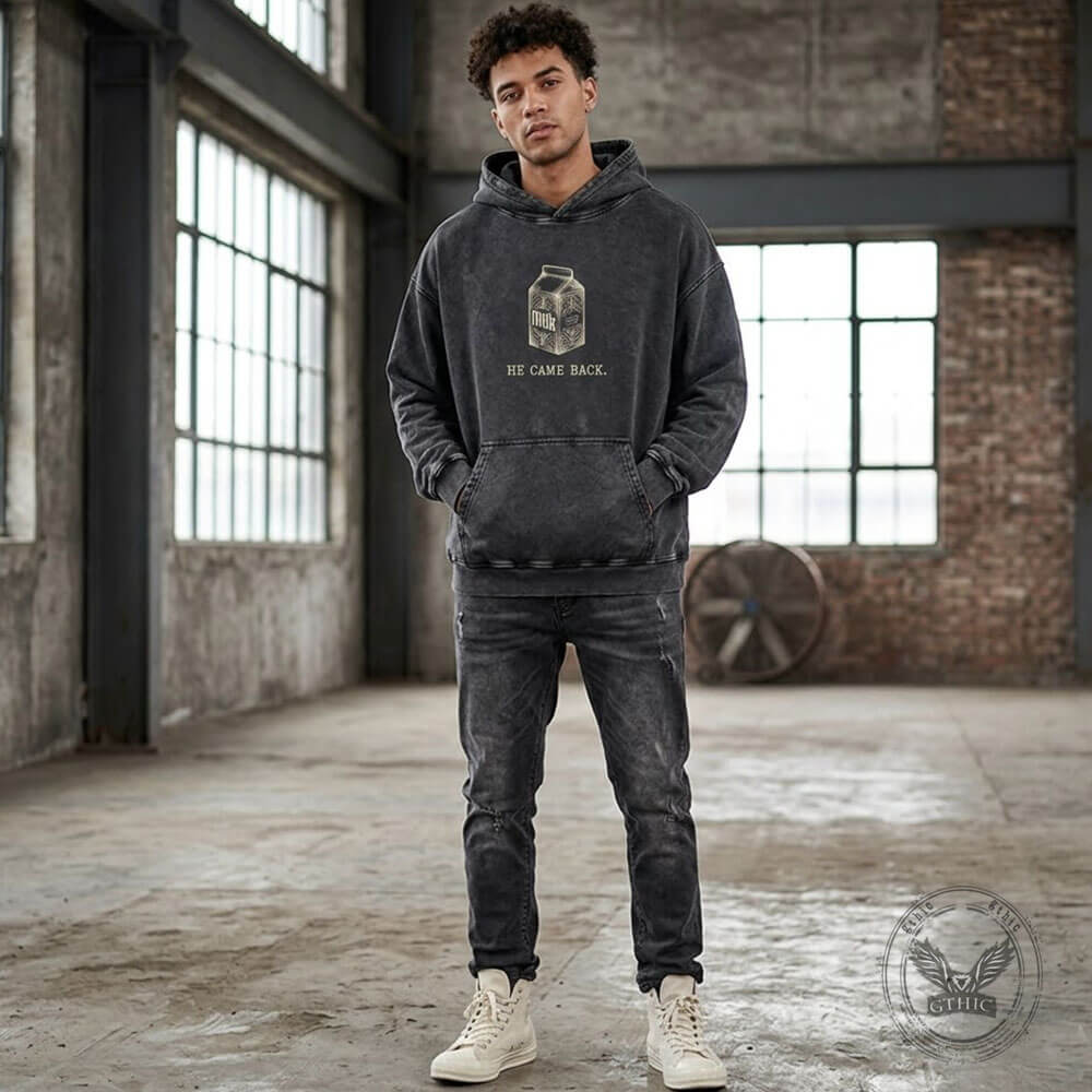 Just A Dad Skeleton Milk Carton Vintage Washed Hoodie | Gthic.com