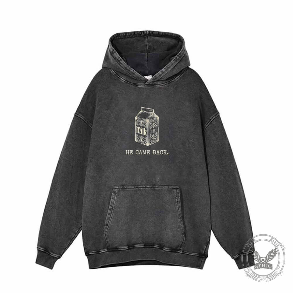 Just A Dad Skeleton Milk Carton Vintage Washed Hoodie | Gthic.com
