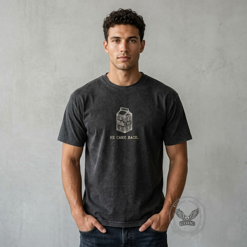 Just A Dad Skeleton Milk Carton Vintage Washed T-shirt | Gthic.com