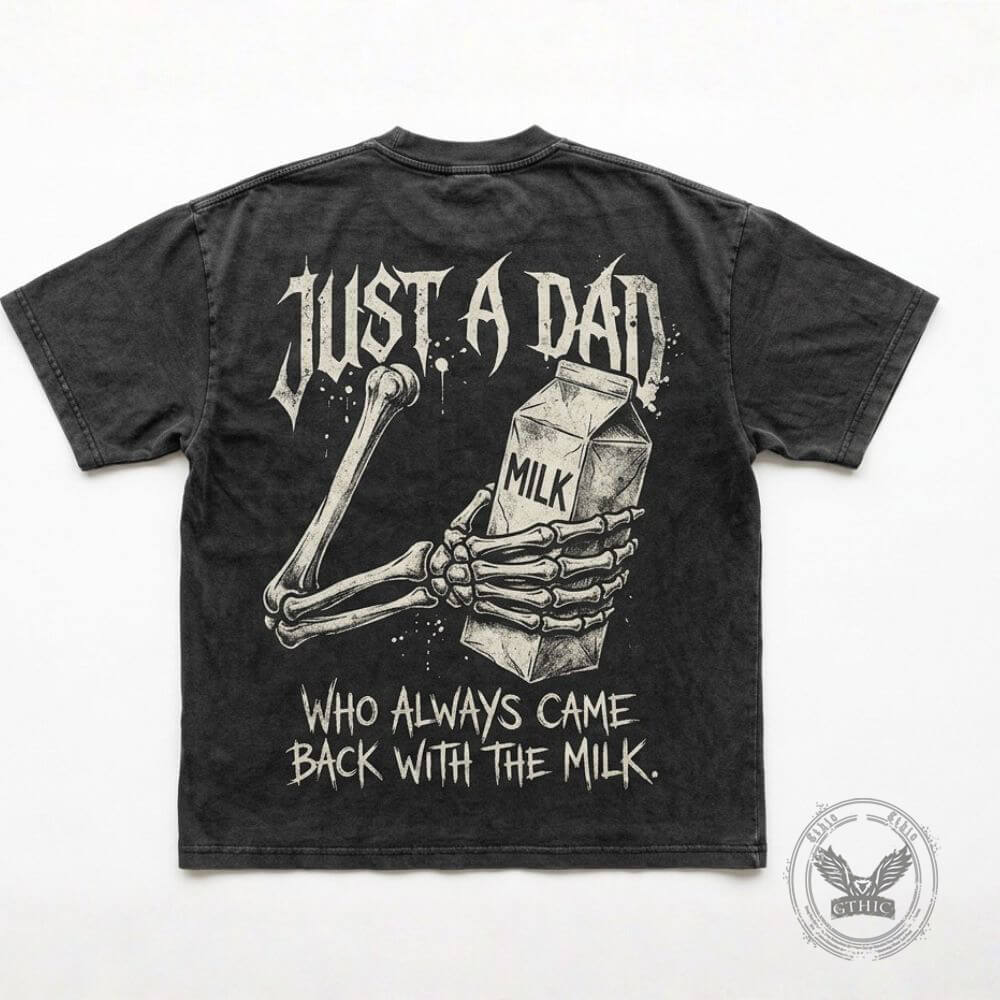 Just A Dad Skeleton Milk Carton Vintage Washed T-shirt | Gthic.com