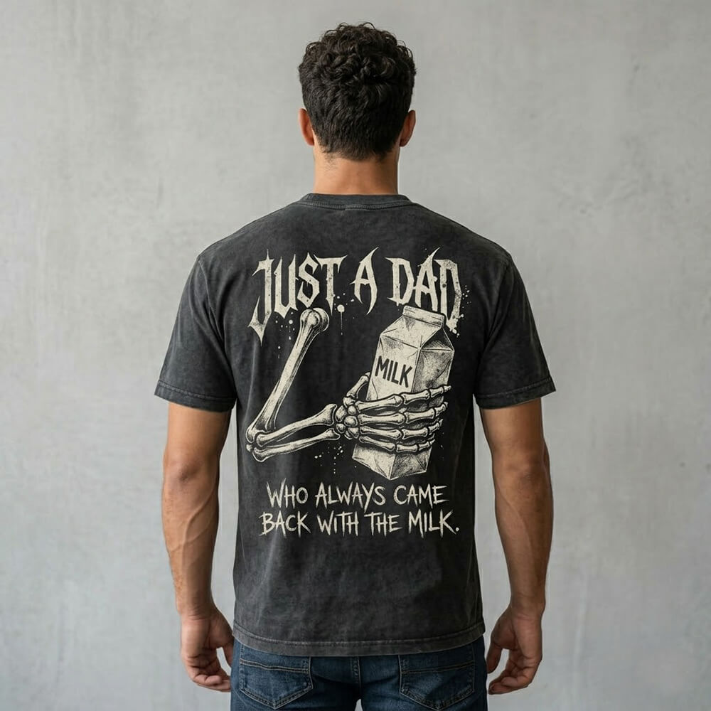 Just A Dad Skeleton Milk Carton Vintage Washed T-shirt | Gthic.com