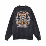 Just A Girl Raccoon Vintage Washed Hoodie Sweatshirt 02 | Gthic.com