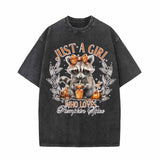 Just A Girl Raccoon Vintage Washed T-shirt 01 | Gthic.com