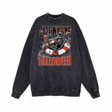 Just Waiting Halloween Vintage Washed Hoodie Sweatshirt | Gthic.com