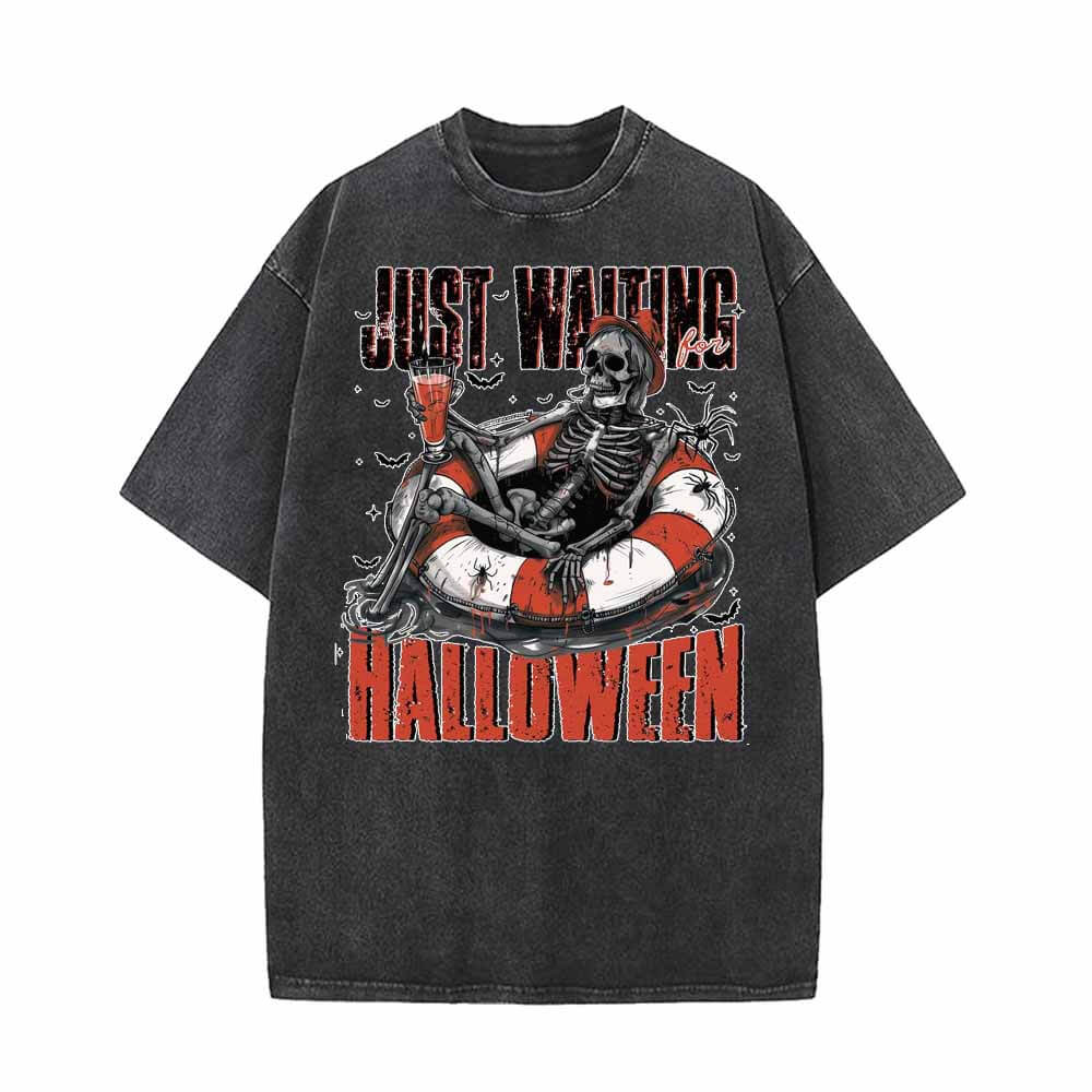 Just Waiting Halloween Vintage Washed T-shirt | Gthic.com