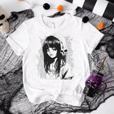 Kawaii Goth Girl Round Neck Short Sleeve T-shirt | Gthic.com