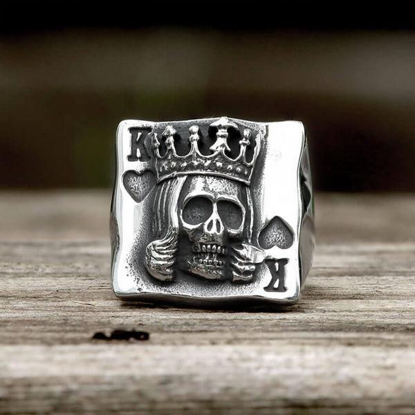 King Of Hearts Stainless Steel Skull Ring | Gthic.com