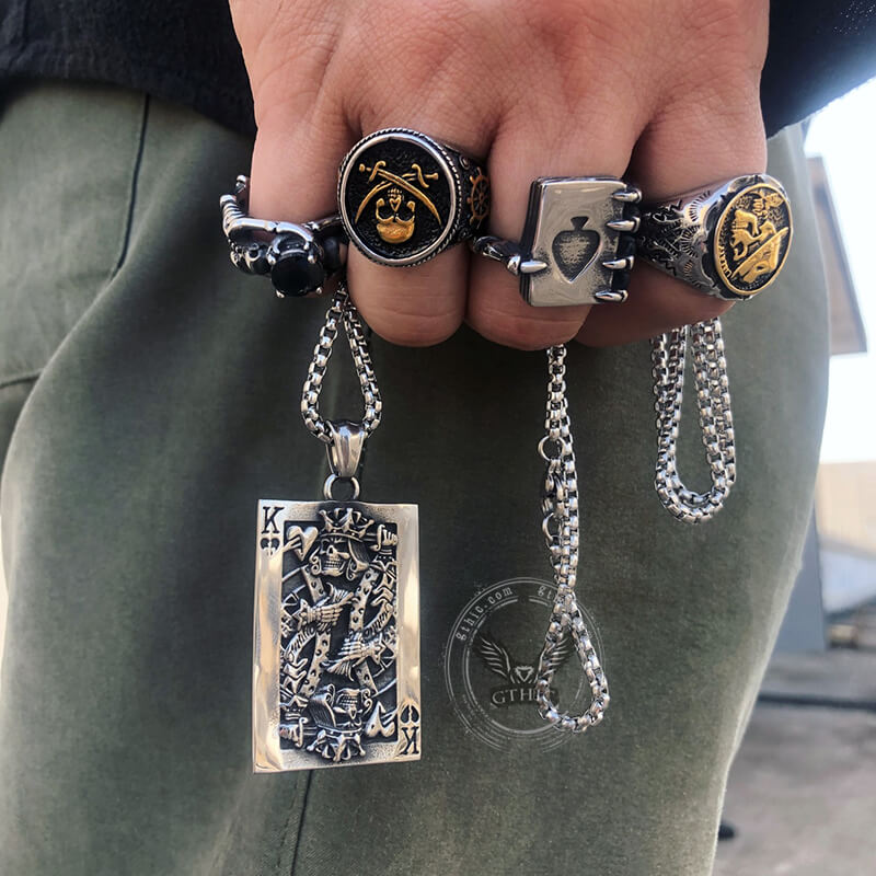 King Of Spades Stainless Steel Poker Pendant