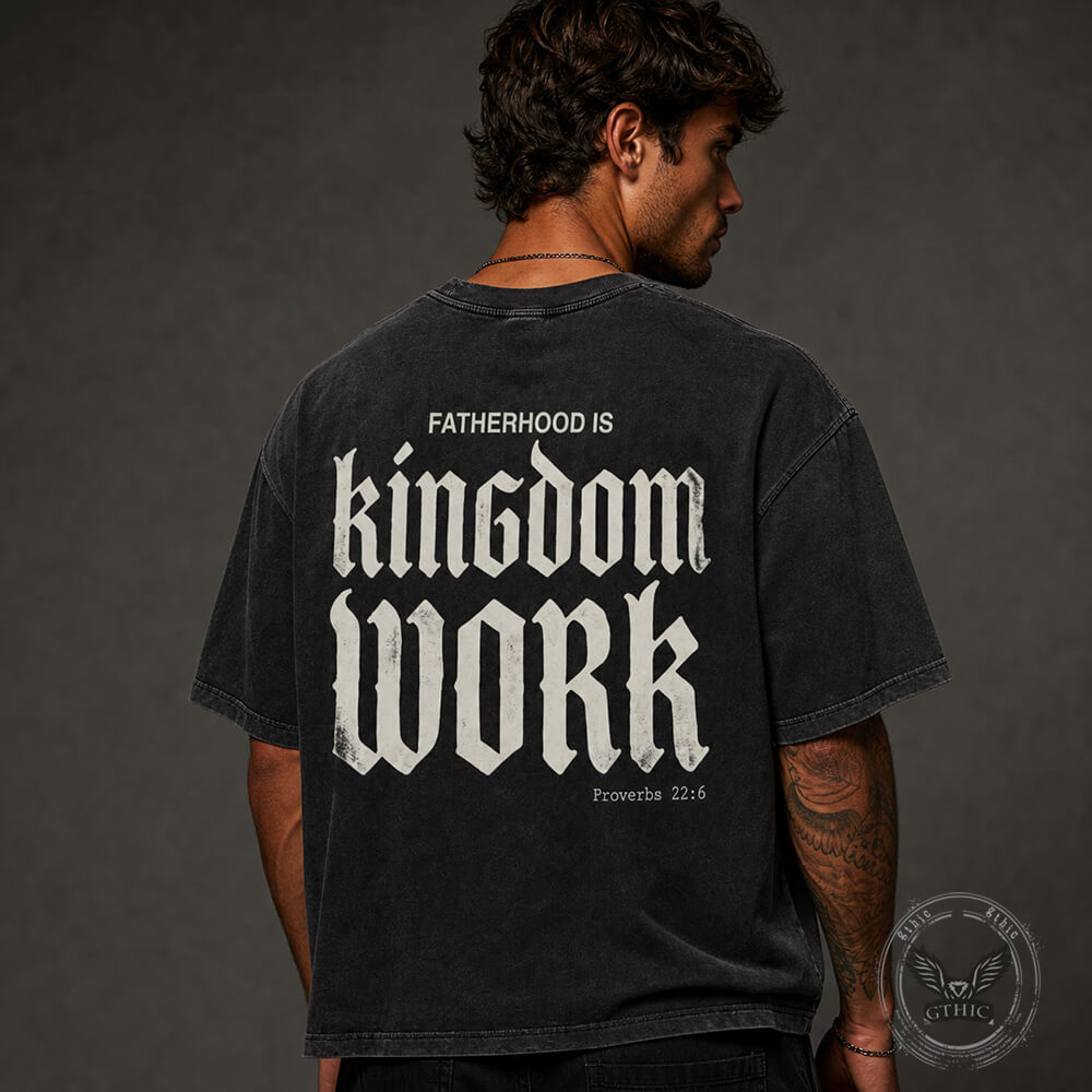 Kingdom Work Gothic Christian Vintage Washed T-shirt | Gthic.com