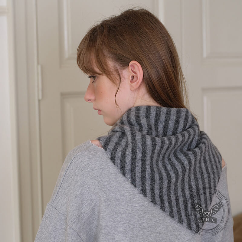 Korean Striped Wool Small Triangular Headscarf