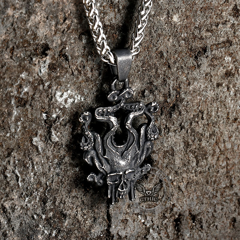 Kraken Octopus Stainless Steel Skull Pendant