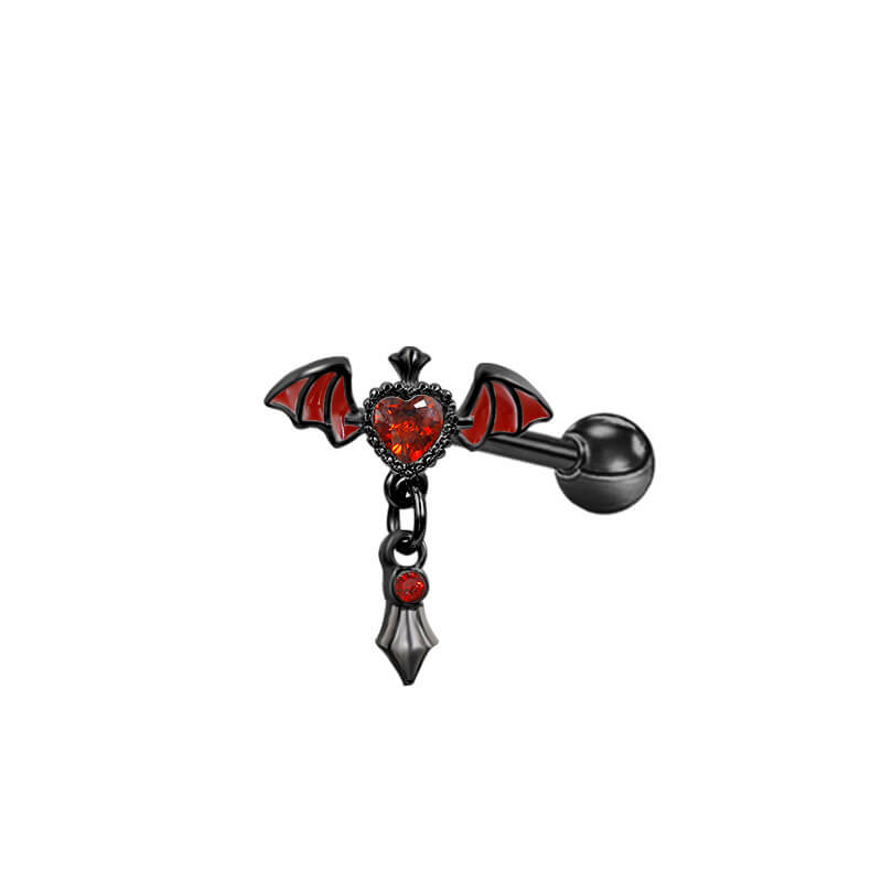 L Rod Love Heart Wings Inlaid Zircon Stainless Steel Nose Ring