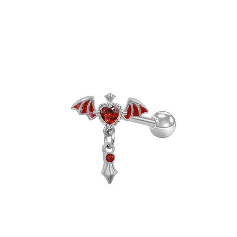 L Rod Love Heart Wings Inlaid Zircon Stainless Steel Nose Ring