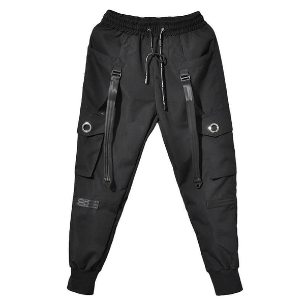 Lace-up Multi-pocket Polyester Cargo Pants | Gthic.com