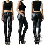 Lace-up Studded Skinny Leather Pants | Gthic.com