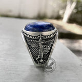Lapis Lazuli Archangel Michael Sterling Silver Gemstone Ring | Gthic.com
