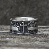 Last Supper Cross Sterling Silver Christian Ring | Gthic.com