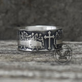 Last Supper Cross Sterling Silver Christian Ring | Gthic.com