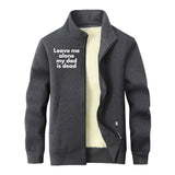 Leave Me Alone Stand Collar Zip Cardigan | Gthic.com