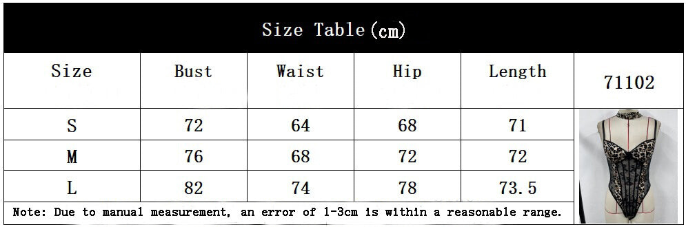 Leopard Print Sexy See-Through Lace Suspender Bodysuit