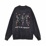 Let’s Go Ghouls Dance Skull Vintage Washed Sweatshirt | Gthic.com