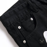 Letters Embroidered Cotton Casual Pants