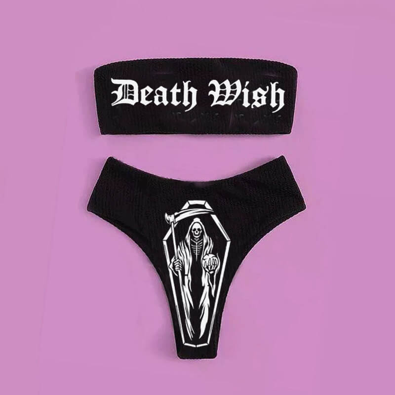 Letters Print Monster Skull Bikini Set | Gthic.com