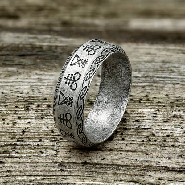 Leviathan Cross Lucifer Sigil Stainless Steel Ring | Gthic.com