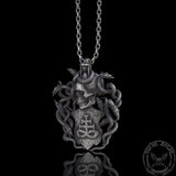 Leviathan Cross Snake Sterling Silver Skull Pendant | Gthic.com