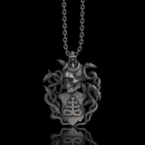 Leviathan Cross Snake Sterling Silver Skull Pendant | Gthic.com