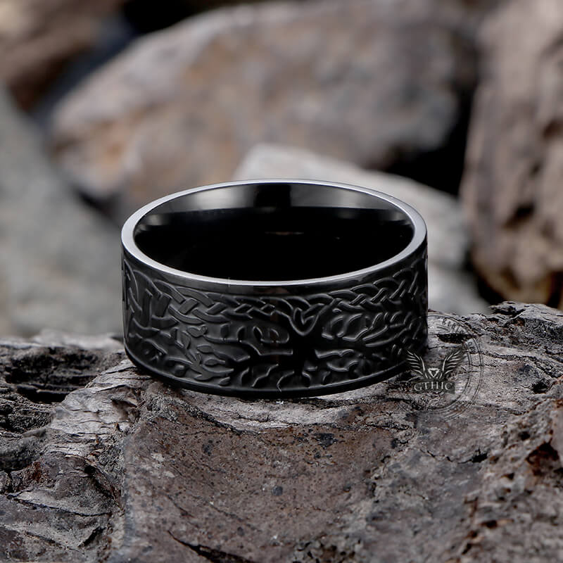 Life Of Tree Design Stainless Steel Viking Ring | Gthic.com