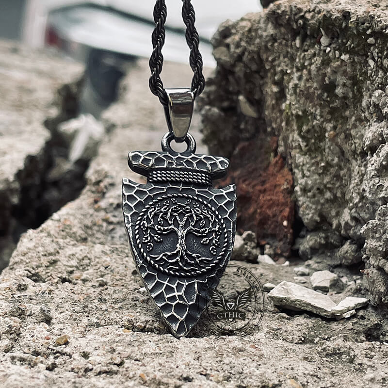 Life Of Tree Spear Stainless Steel Viking Pendant