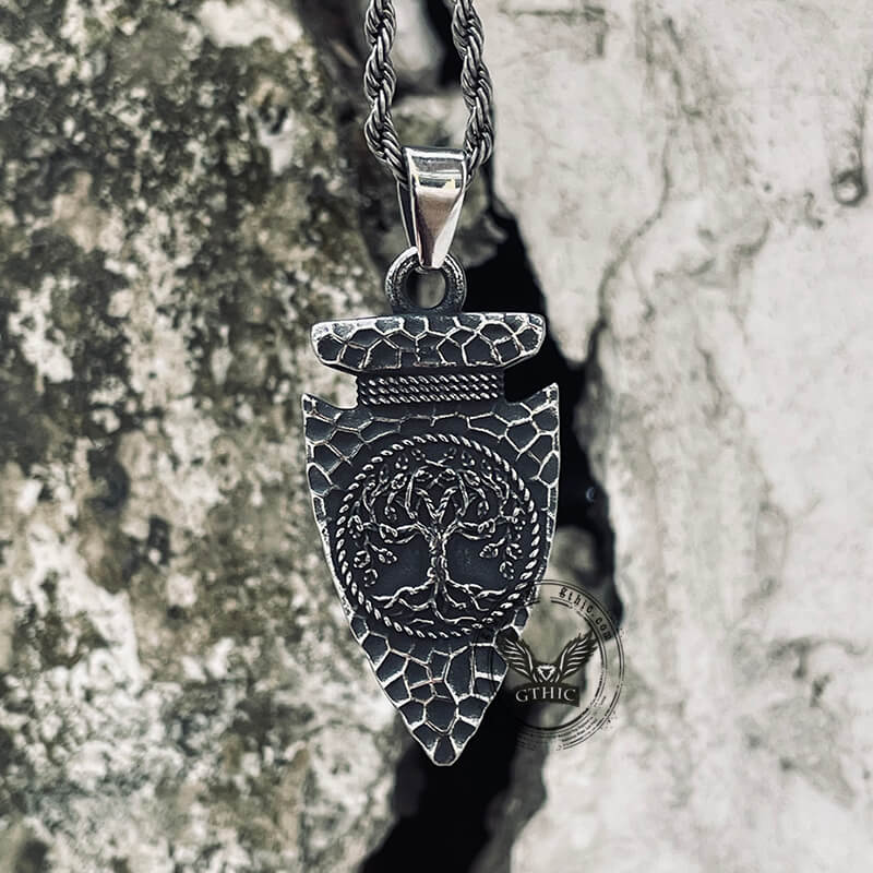 Life Of Tree Spear Stainless Steel Viking Pendant | Gthic.com