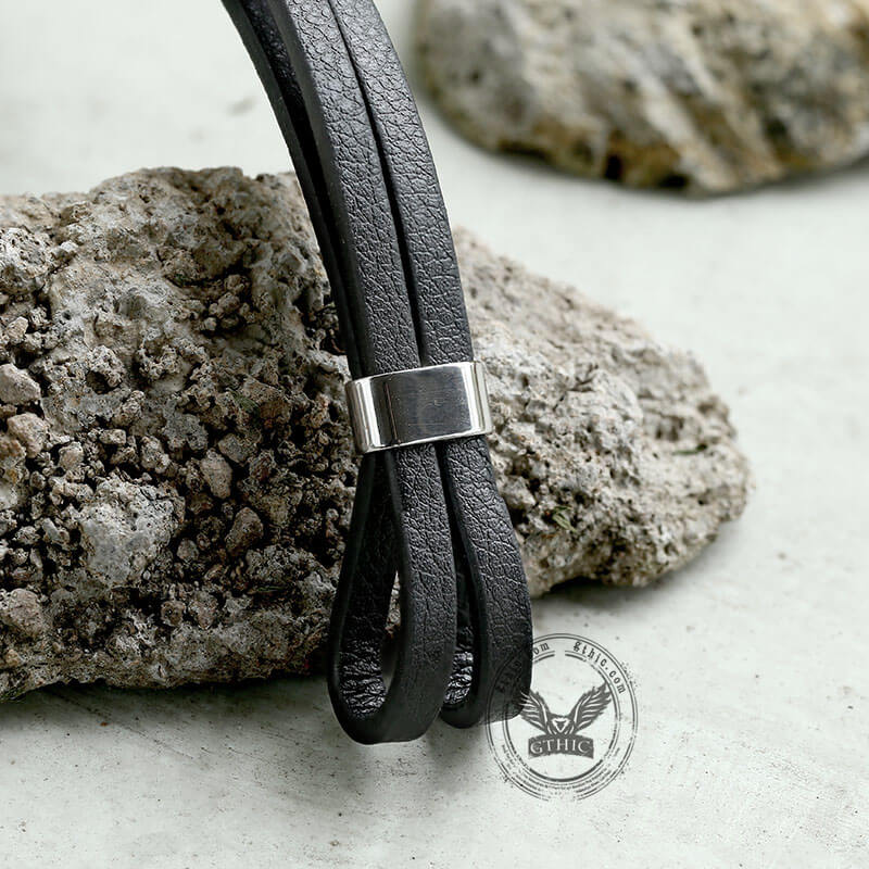 Lion Head Anchor Stainless Steel Leather Bracelet | Gthic.com