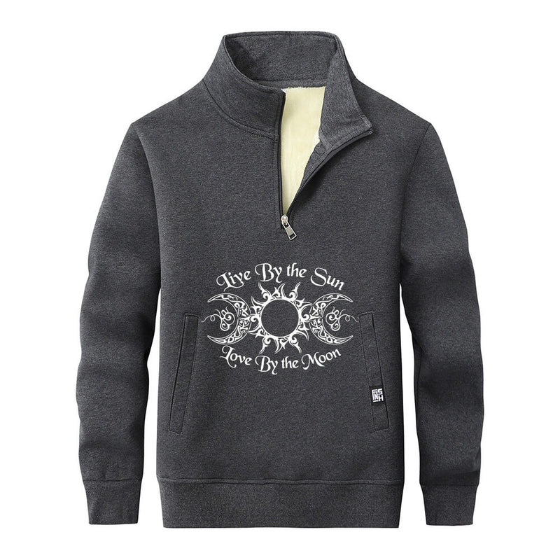 Live By The Sun Stand Collar Zip Sweatshirt