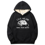 Live Weird Fake Your Death Rat Crew Collar Hoodie 01 | Gthic.com