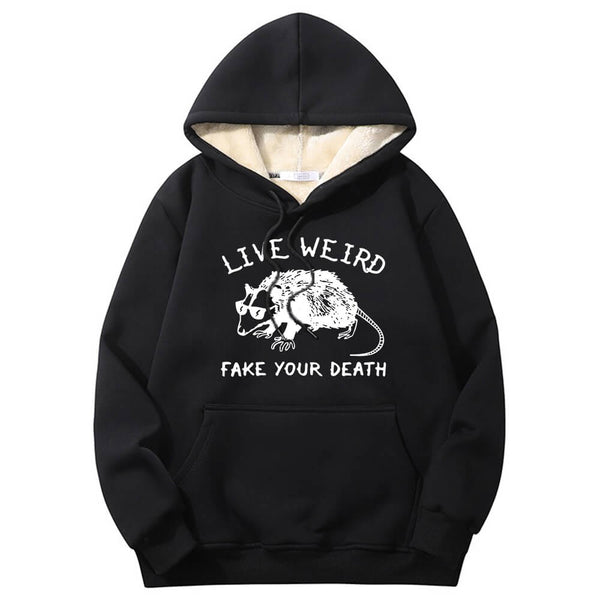 Live Weird Fake Your Death Rat Crew Collar Hoodie 01 | Gthic.com