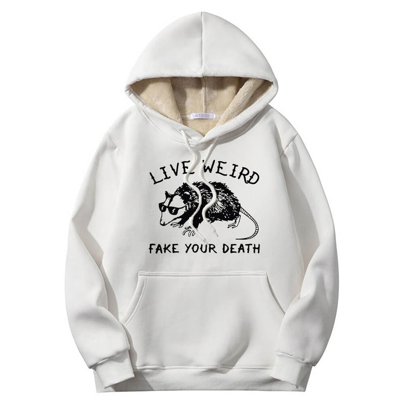 Live Weird Fake Your Death Rat Crew Collar Hoodie 02 | Gthic.com