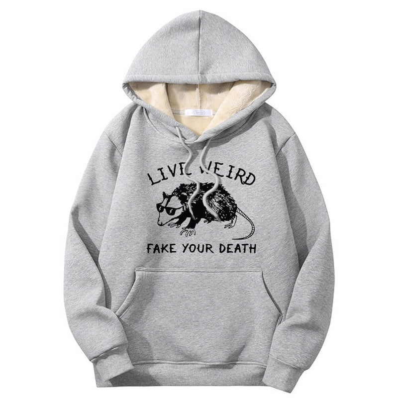 Live Weird Fake Your Death Rat Crew Collar Hoodie