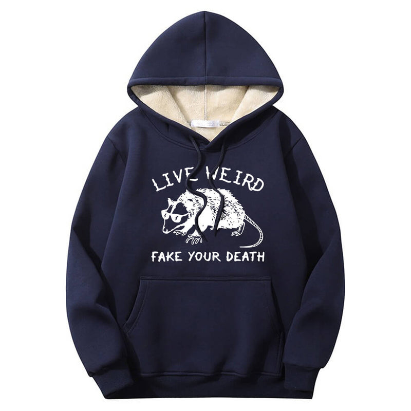 Live Weird Fake Your Death Rat Crew Collar Hoodie