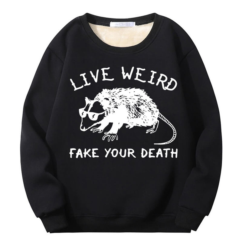 Live Weird Fake Your Death Rat Crew Collar Sweatshirt 01 | Gthic.com