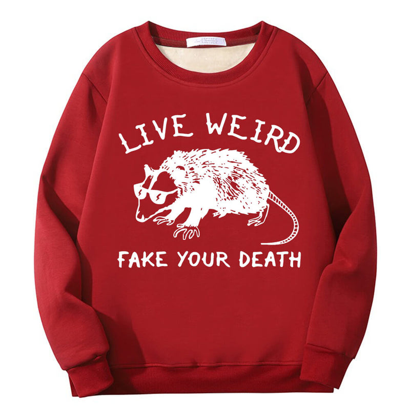 Live Weird Fake Your Death Rat Crew Collar Sweatshirt 02 | Gthic.com