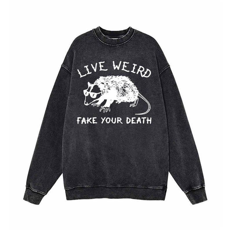 Live Weird Fake Your Death Rat Pattern Sweatshirt 01 | Gthic.com