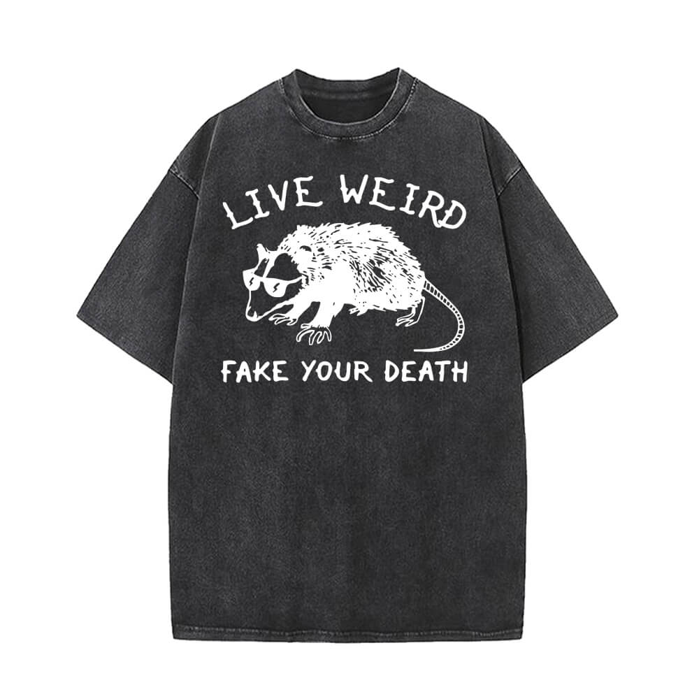 Live Weird Fake Your Death Rat Pattern T-shirt 01 | Gthic.com