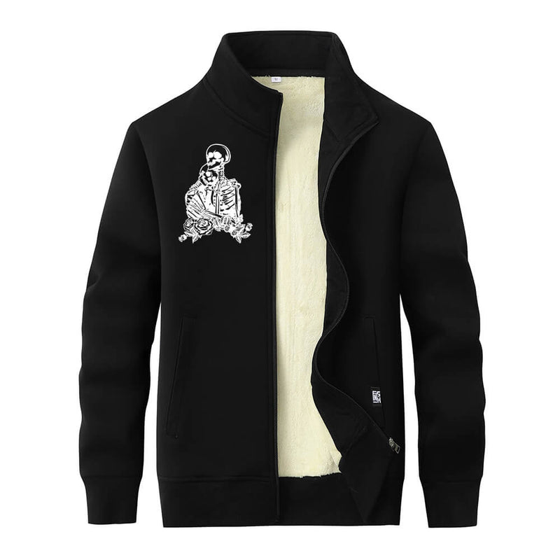 Love till Death Skull Stand Collar Zip Cardigan