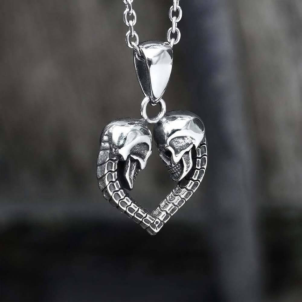 Love You Till Death Stainless Steel Skull Pendant | Gthic.com