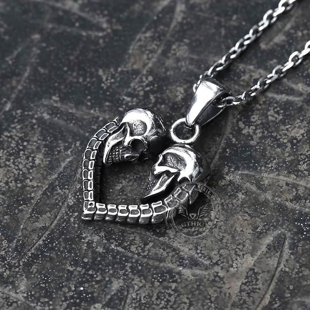 Love You Till Death Stainless Steel Skull Pendant