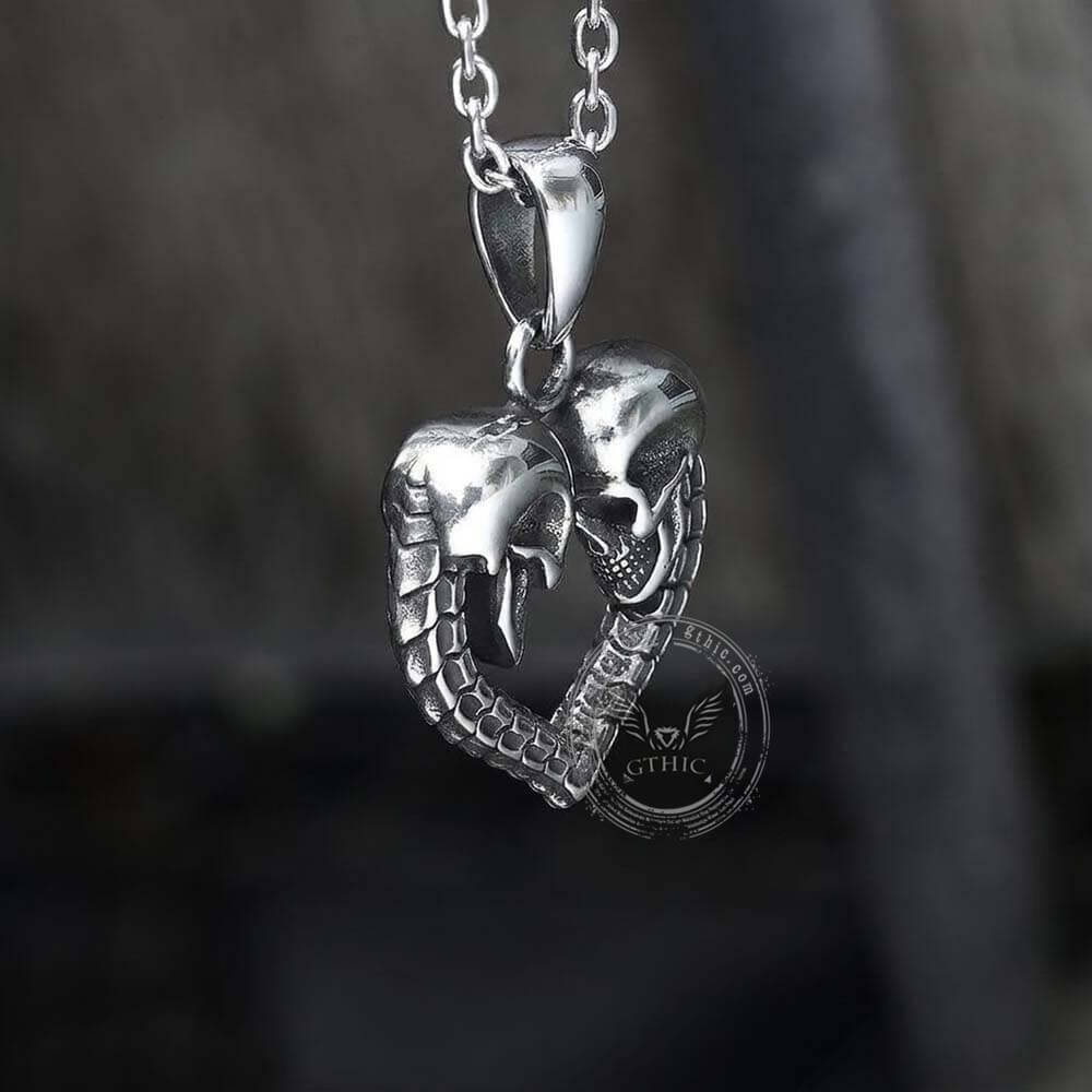 Love You Till Death Stainless Steel Skull Pendant