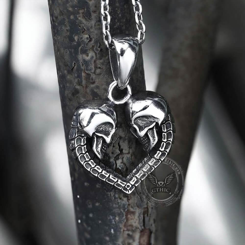 Love You Till Death Stainless Steel Skull Pendant