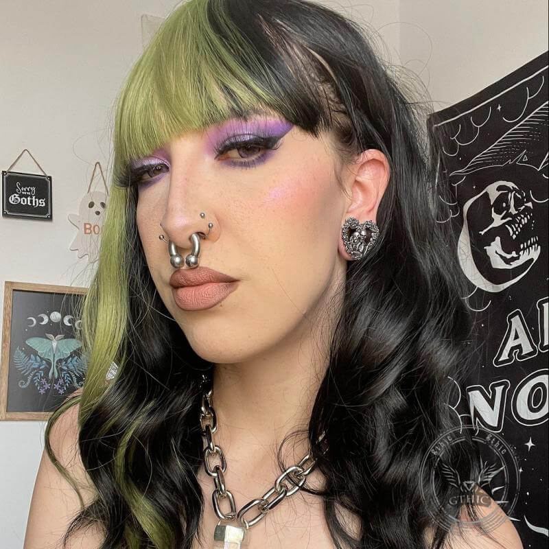 Loved Heart Skull Stainless Steel Ear Gauges